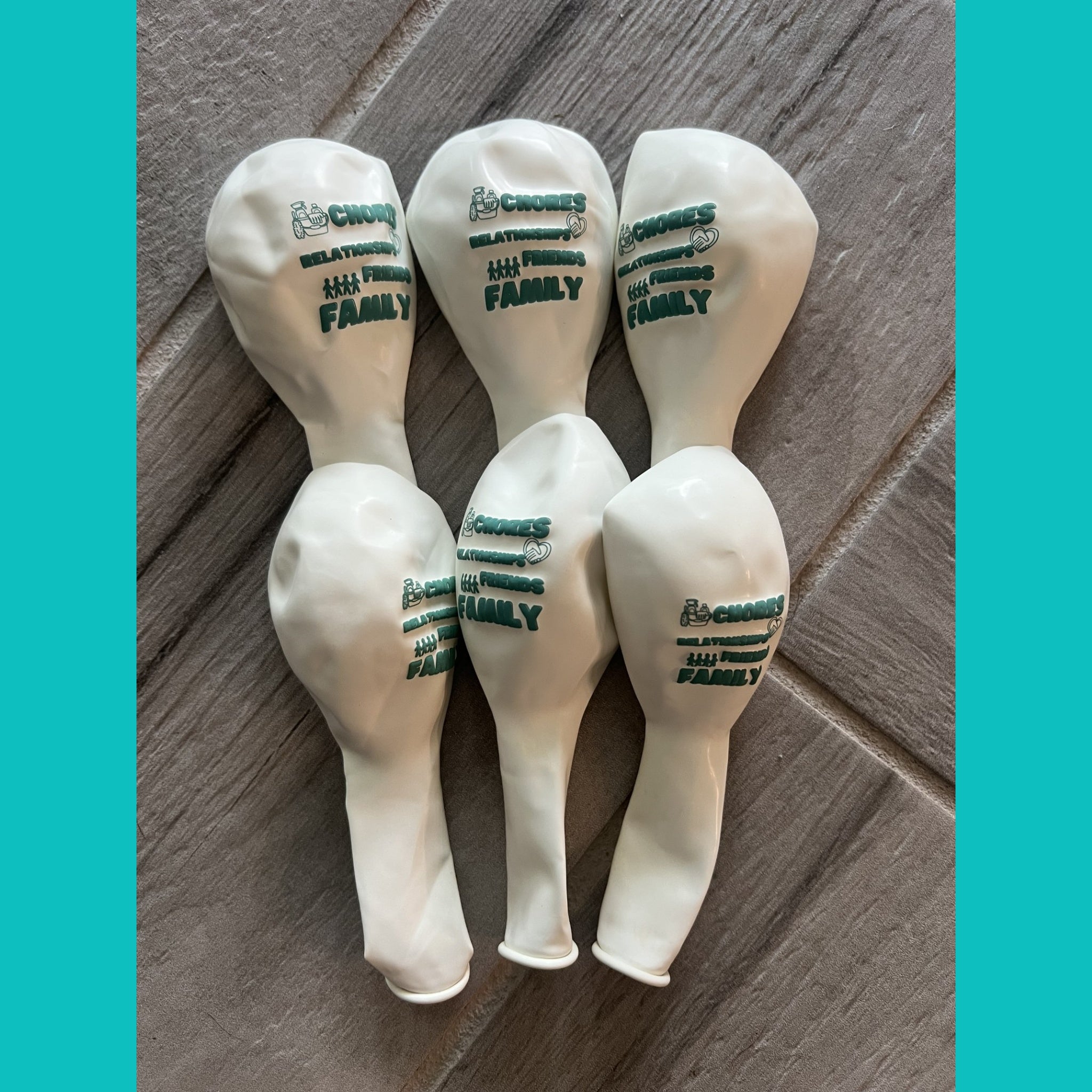 Chores, Relationships, Friends, & Family Balloon Set (Pack of 6): Pre-Teen (Middle School), English & Spanish